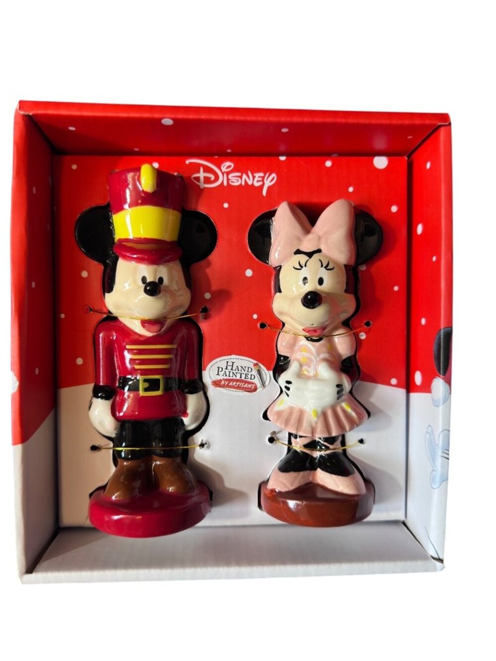 Disney Mickey & Minnie Salt And Pepper Shakers Hand-Painted Nutcracker Theme Set